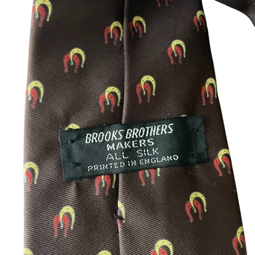 Brooks Brothers Makers Silk‎ Tie Brown Horseshoe Print Made In England